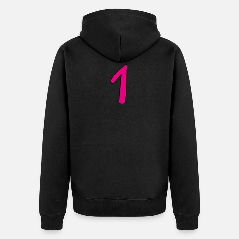 1 en rose - Veste à capuche bio Premium Unisexe - noir