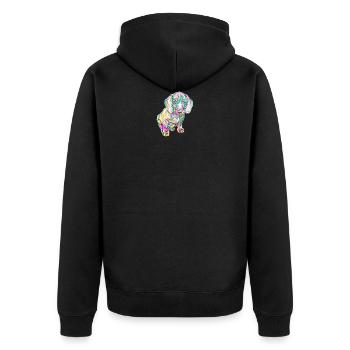 Dackel on Tour - Unisex Premium Bio Zip Hoodie - Schwarz - Hinten - Nico (187cm)