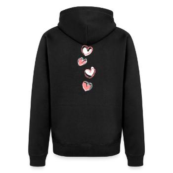four hearts one above the other - Unisex Premium Organic Zip Hoodie - black - Back - Nico (187cm)