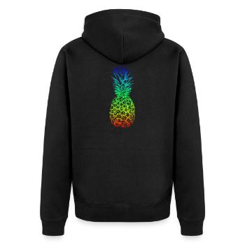 Regenbogen Ananas Hawaii Sommer Design für - Unisex Premium Bio Zip Hoodie - Schwarz - Hinten - Nico (187cm)