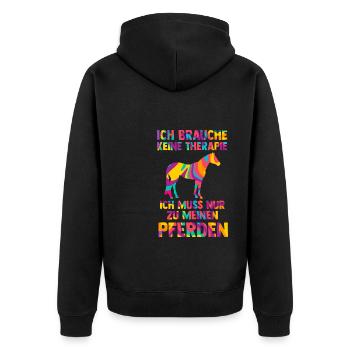Reiten Pferd Reiter Geschenk - Unisex Premium Bio Zip Hoodie - Schwarz - Hinten - Nico (187cm)