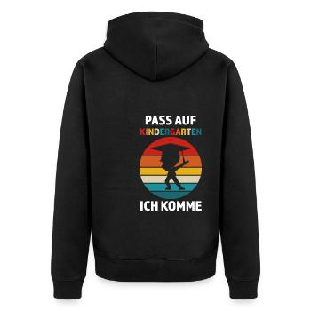 Kindergarten Anfang Kindergartenkind Geschenk - Unisex Premium Bio Zip Hoodie - Schwarz - Hinten - Nico (187cm)