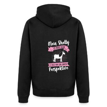 Isländer Pferd Reiter Geschenk - Unisex Premium Bio Zip Hoodie - Schwarz - Hinten - Nico (187cm)