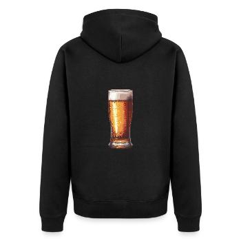 Bier Pixel Gamer - Unisex Premium Bio Zip Hoodie - Schwarz - Hinten - Nico (187cm)