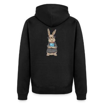 Hase Sekretärin Klemmbrett Büro - Unisex Premium Bio Zip Hoodie - Schwarz - Hinten - Nico (187cm)