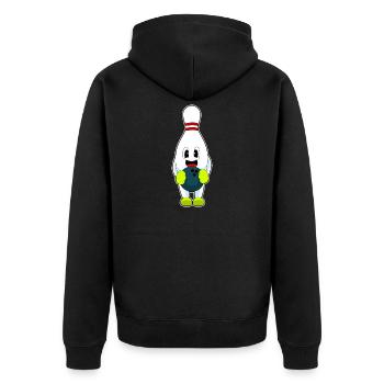 Bowling Bowlingkugel Pin - Unisex Premium Bio Zip Hoodie - Schwarz - Hinten - Nico (187cm)