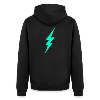 Electric flash graphic on trendy H interior - Unisex Premium Organic Zip Hoodie - black - Back - Nico (187cm)