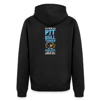 My Bull Terrier – Coolest Dog Design - Unisex Premium Organic Zip Hoodie - black - Back - Nico (187cm)