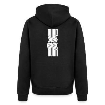 Surf Rock logo design T-Shirt - Unisex Premium Organic Zip Hoodie - black - Back - Nico (187cm)