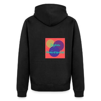 HAPPY BIRTHDAY. JOYEUX ANNIVERSAIRE. ANNIVERSAIRE. - Veste à capuche bio Premium Unisexe - noir - Dos - Nico (187cm)