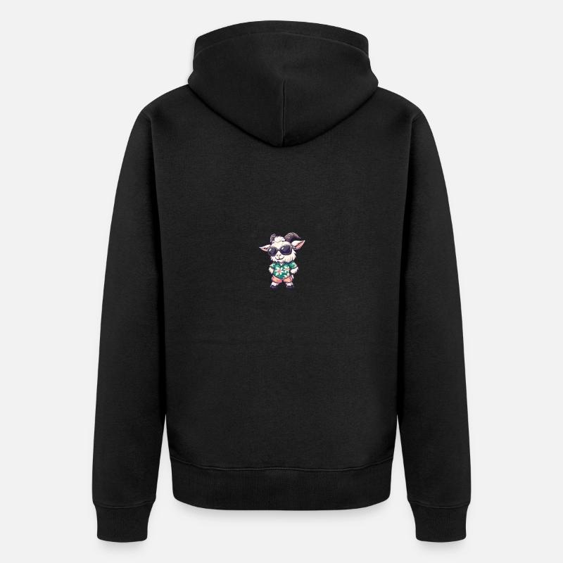 Bergziege Comic Cool Sommer - Unisex Premium Bio Zip Hoodie - Schwarz