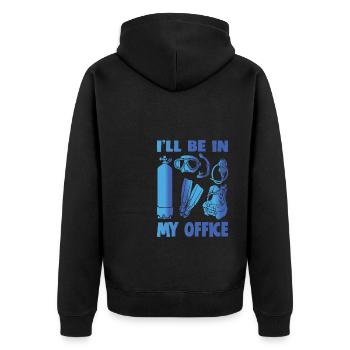 I'LL BE IN MY OFFICE - Unisex Premium Organic Zip Hoodie - black - Back - Nico (187cm)