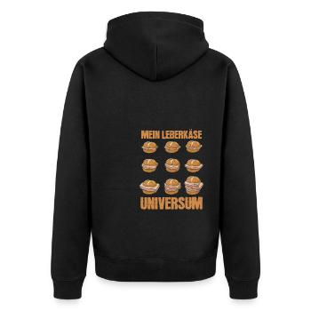 Leberkäse Universum Bayrisch Leberkässemmel - Unisex Premium Bio Zip Hoodie - Schwarz - Hinten - Nico (187cm)
