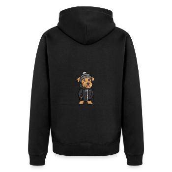 Airedale Terrier Hund Stylisch - Unisex Premium Bio Zip Hoodie - Schwarz - Hinten - Nico (187cm)
