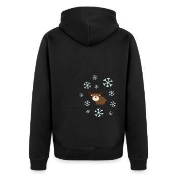 Rentier im Schnee Elche Schneeflocke Weihnachten - Unisex Premium Bio Zip Hoodie - Schwarz - Hinten - Nico (187cm)