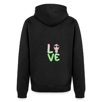 Goose - Unisex Premium Organic Zip Hoodie - black - Back - Nico (187cm)