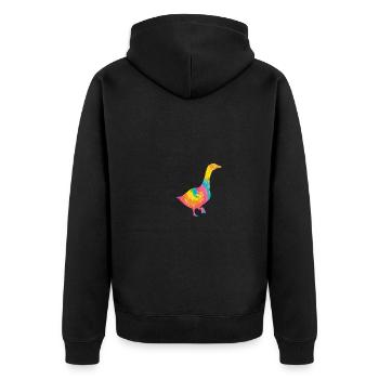 Goose - Unisex Premium Organic Zip Hoodie - black - Back - Nico (187cm)