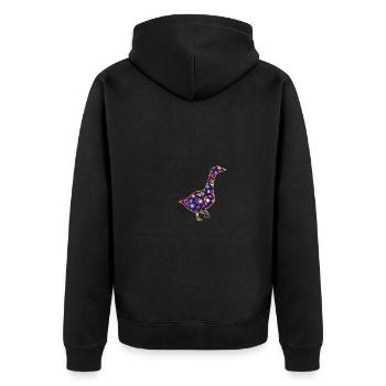 Goose - Unisex Premium Organic Zip Hoodie - black - Back - Nico (187cm)