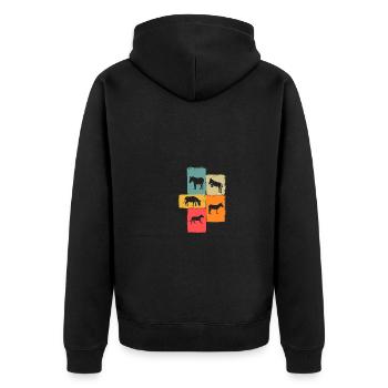 Esel - Unisex Premium Bio Zip Hoodie - Schwarz - Hinten - Nico (187cm)