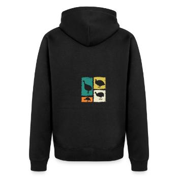 Hühner Hahn Perlhuhn - Unisex Premium Bio Zip Hoodie - Schwarz - Hinten - Nico (187cm)