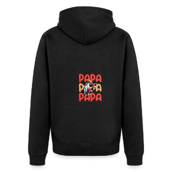 Hühner Papa Vater Hahn Perlhuhn - Unisex Premium Bio Zip Hoodie - Schwarz - Hinten - Nico (187cm)