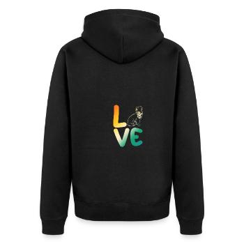 Border Collie - Unisex Premium Bio Zip Hoodie - Schwarz - Hinten - Nico (187cm)
