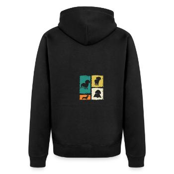 Hund Dackel - Unisex Premium Bio Zip Hoodie - Schwarz - Hinten - Nico (187cm)