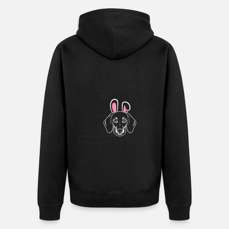 Hase Hund Dackel - Unisex Premium Bio Zip Hoodie - Schwarz