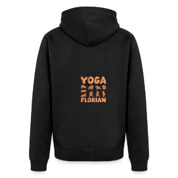 Cat Yoga Florian - Unisex Premium Organic Zip Hoodie - black - Back - Nico (187cm)