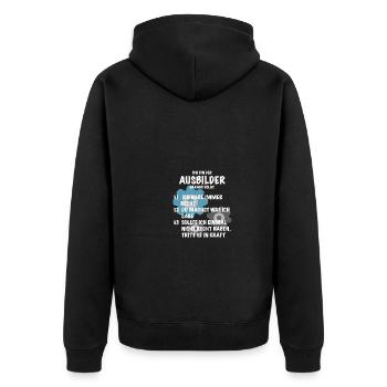 Ausbilder Spruch Geschenk Technik Ingenieur - Unisex Premium Bio Zip Hoodie - Schwarz - Hinten - Nico (187cm)
