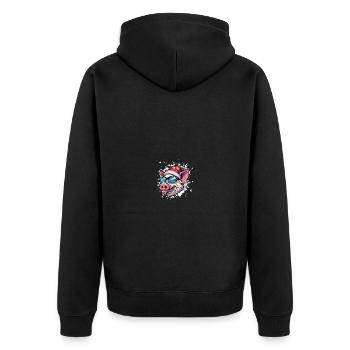 Pig Christmas Funny - Unisex Premium Organic Zip Hoodie - black - Back - Nico (187cm)