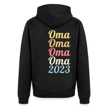 Großmutter 2023 Schwanger Werdende Oma - Unisex Premium Bio Zip Hoodie - Schwarz - Hinten - Nico (187cm)