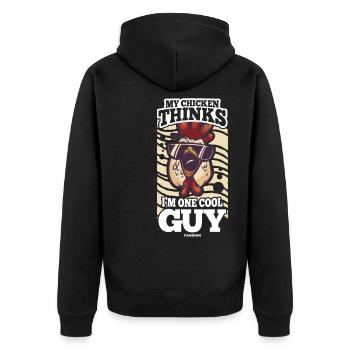 Huhn Bauernhof Geflügel Hahn Hühner Geschenk - Unisex Premium Bio Zip Hoodie - Schwarz - Hinten - Nico (187cm)