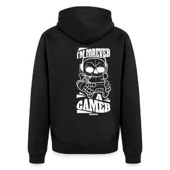 Game Nerd Spielkonsole Gaming zocken Gamepad - Unisex Premium Bio Zip Hoodie - Schwarz - Hinten - Nico (187cm)