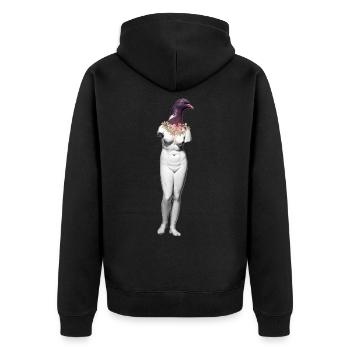 Ms. Pigeon - Unisex Premium Organic Zip Hoodie - black - Back - Nico (187cm)