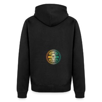Holger - Unisex Premium Bio Zip Hoodie - Schwarz - Hinten - Nico (187cm)