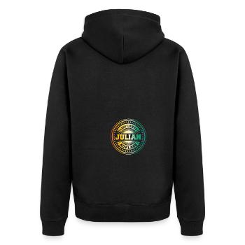 Julian - Unisex Premium Bio Zip Hoodie - Schwarz - Hinten - Nico (187cm)