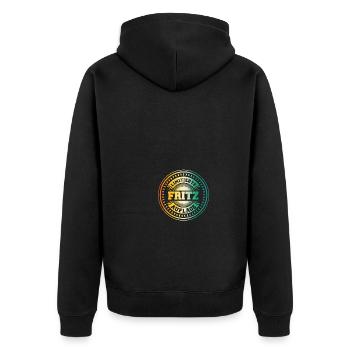 Fritz - Unisex Premium Bio Zip Hoodie - Schwarz - Hinten - Nico (187cm)