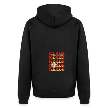 Klaus - Unisex Premium Bio Zip Hoodie - Schwarz - Hinten - Nico (187cm)