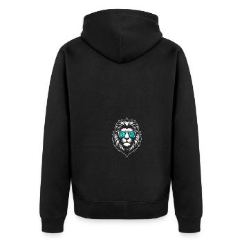 Löwe Klaus - Unisex Premium Bio Zip Hoodie - Schwarz - Hinten - Nico (187cm)