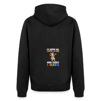 Entdeckerin Erste Klasse Einschulung Schulkind - Unisex Premium Bio Zip Hoodie - Schwarz - Hinten - Nico (187cm)