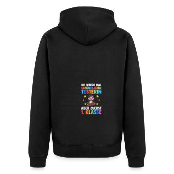 Garderie Sortants Première Primaire Inscription Écolier - Veste à capuche bio Premium Unisexe - noir - Dos - Nico (187cm)