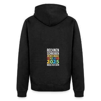 Kita Abschied Erste Klasse Einschulung 2025 - Unisex Premium Bio Zip Hoodie - Schwarz - Hinten - Nico (187cm)