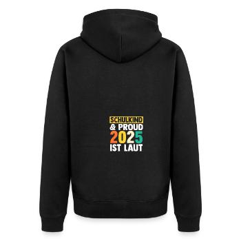 Kita Abschied Erste Klasse Einschulung 2025 - Unisex Premium Bio Zip Hoodie - Schwarz - Hinten - Nico (187cm)
