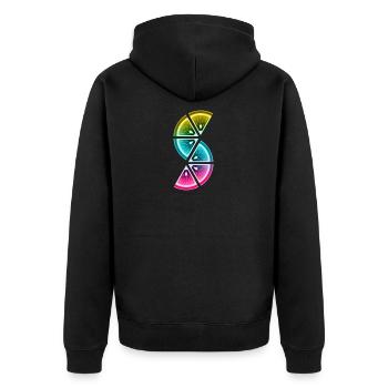 colored lemon slices - Unisex Premium Organic Zip Hoodie - black - Back - Nico (187cm)