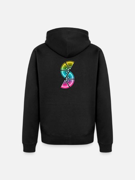 farbige Zitronenschnitze - Unisex Premium Bio Zip Hoodie - Schwarz