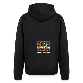 Kita Abschied Erste Klasse Einschulung 2025 - Unisex Premium Bio Zip Hoodie - Schwarz - Hinten - Nico (187cm)