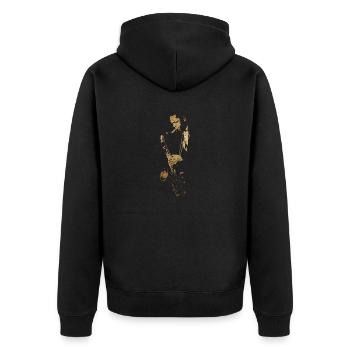 Jazz Man jc - Unisex Premium Bio Zip Hoodie - Schwarz - Hinten - Nico (187cm)