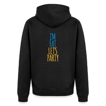 im fat lets party - Unisex Premium Bio Zip Hoodie - Schwarz - Hinten - Nico (187cm)