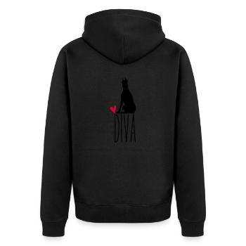 Diva Doberman Pfotschafter Design - Unisex Premium Organic Zip Hoodie - black - Back - Nico (187cm)